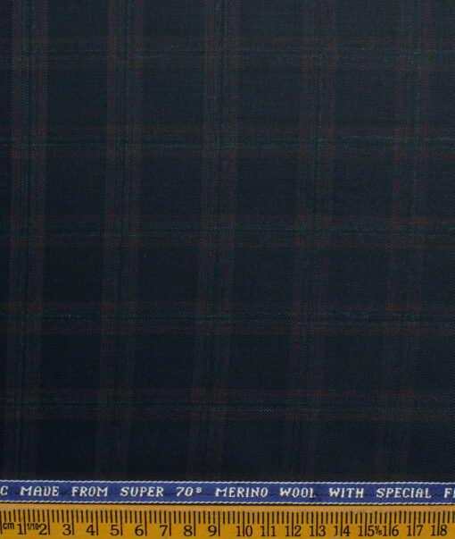 Raymond Men's Wool Checks Super 70's  Unstitched Suiting Fabric (Dark Blue) - Image 3