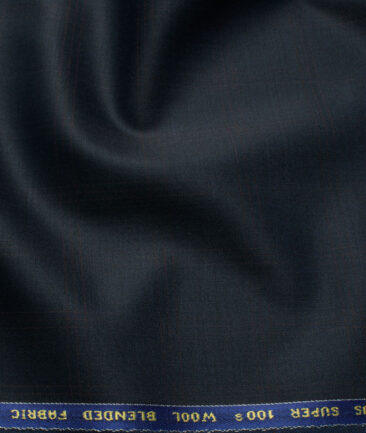 Raymond Men's Wool Checks Super 100's Unstitched Suiting Fabric (Dark Blue) - Image 2