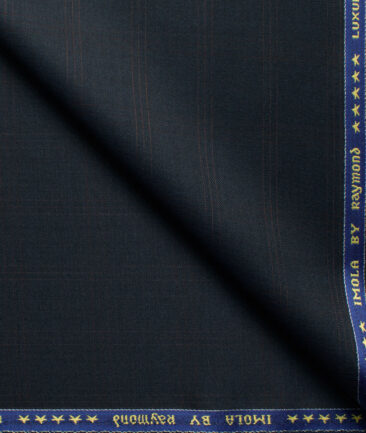 Raymond Men's Wool Checks Super 100's Unstitched Suiting Fabric (Dark Blue)