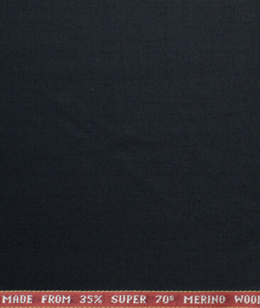 Raymond Men's Wool Solids Super 70's 3.75 Meter Unstitched Suiting Fabric (Dark Navy Blue)