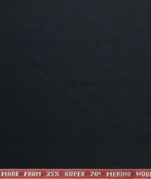 Raymond Men's Wool Solids Super 70's 3.75 Meter Unstitched Suiting Fabric (Dark Navy Blue)