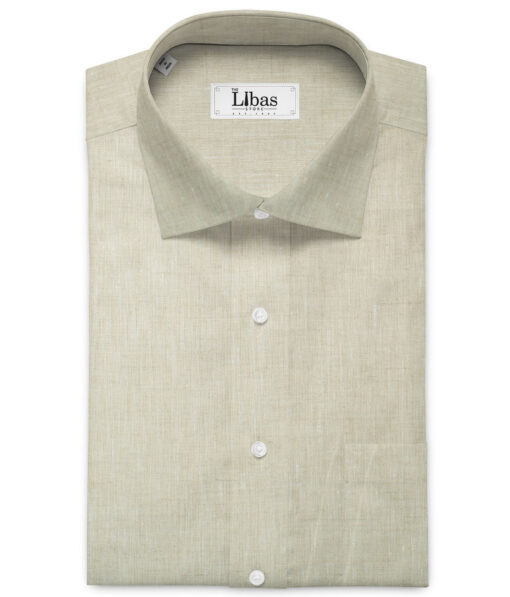 Linen Club Men's 60 LEA European Linen Self Design 2.25 Meter Unstitched Shirting Fabric (Sand Beige)