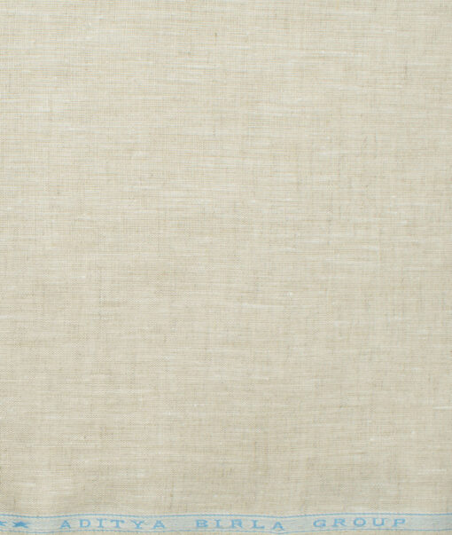 Linen Club Men's 60 LEA European Linen Self Design 2.25 Meter Unstitched Shirting Fabric (Sand Beige)