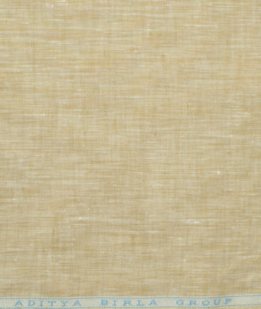 Linen Club Men's 60 LEA European Linen Self Design 2.25 Meter Unstitched Shirting Fabric (Sand Castle Beige)