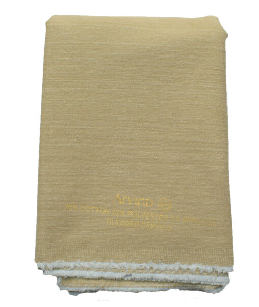 Arvind Men's Cotton Solids 1.50 Meter Unstitched Stretchable Jeans Fabric (Citra Beige)