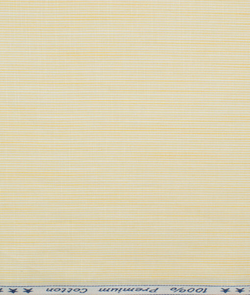 Arvind Men's Premium Cotton Striped 2.25 Meter Unstitched Shirting Fabric (Yellow)