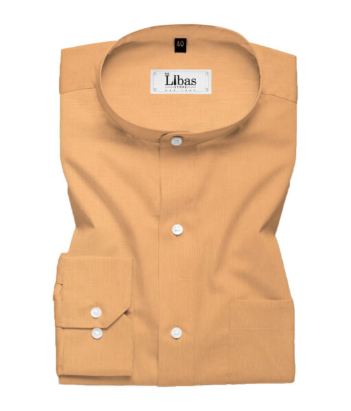 Arvind Men's Irish Linen Cotton Solids 2.25 Meter Unstitched Shirting Fabric (Light Orange)