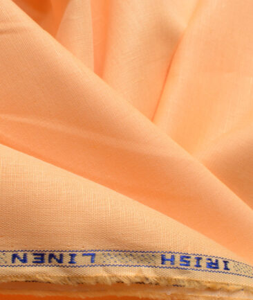 Arvind Men's Irish Linen Cotton Solids 2.25 Meter Unstitched Shirting Fabric (Light Orange)