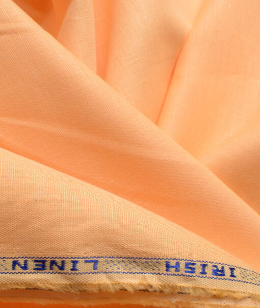 Arvind Men's Irish Linen Cotton Solids 2.25 Meter Unstitched Shirting Fabric (Light Orange)