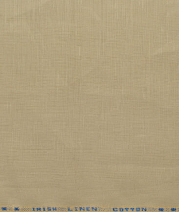 Arvind Men's Irish Linen Cotton Solids 2.25 Meter Unstitched Shirting Fabric (Tan Beige)