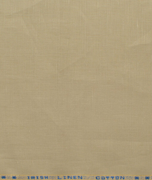 Arvind Men's Irish Linen Cotton Solids 2.25 Meter Unstitched Shirting Fabric (Tan Beige)