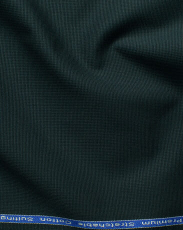Arvind Men's Cotton Structured 1.50 Meter Unstitched Stretchable Trouser Fabric (Dark Pine Green)