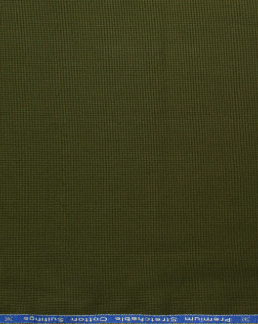 Arvind Men's Cotton Structured 1.50 Meter Unstitched Stretchable Trouser Fabric (Moss Green)