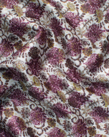 Augustus Men's Terry Rayon Printed 2.25 Meter Unstitched Ethnic Fabric (White & Magenta)