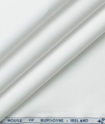 Burgoyne Men's 2 Ply Giza Cotton Solids 2.25 Meter Unstitched Shirting Fabric (White)