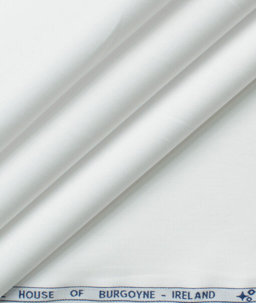 Burgoyne Men's 2 Ply Giza Cotton Solids 2.25 Meter Unstitched Shirting Fabric (White)