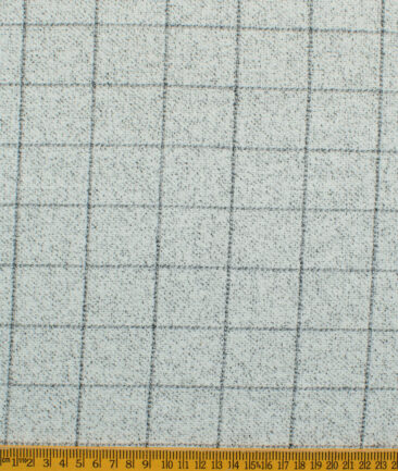 B-Posh Men's Terry Rayon Checks 2.25 Meter Unstitched Jacketing & Blazer Fabric (White & Black)