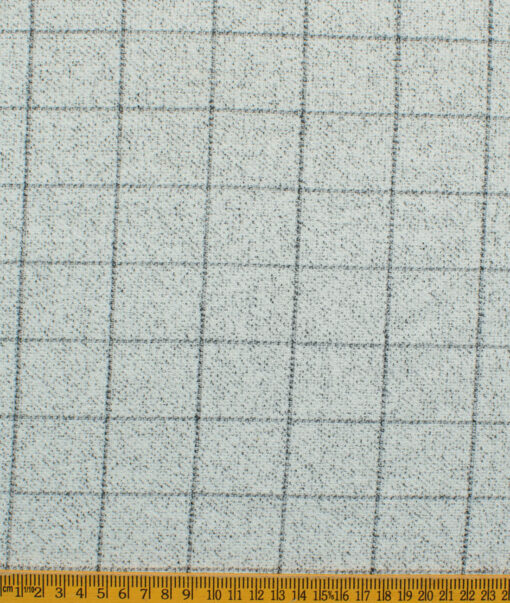 B-Posh Men's Terry Rayon Checks 2.25 Meter Unstitched Jacketing & Blazer Fabric (White & Black)