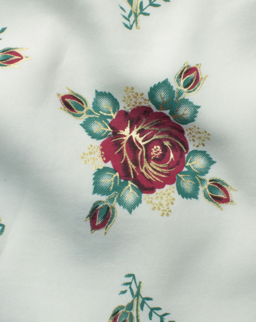 B-Posh Men's Suede Printed 2.25 Meter Unstitched Ethnic Fabric (White & Red)
