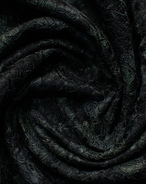 B-Posh Men's Polyester Printed 2.25 Meter Unstitched Ethnic Fabric (Black & Green)