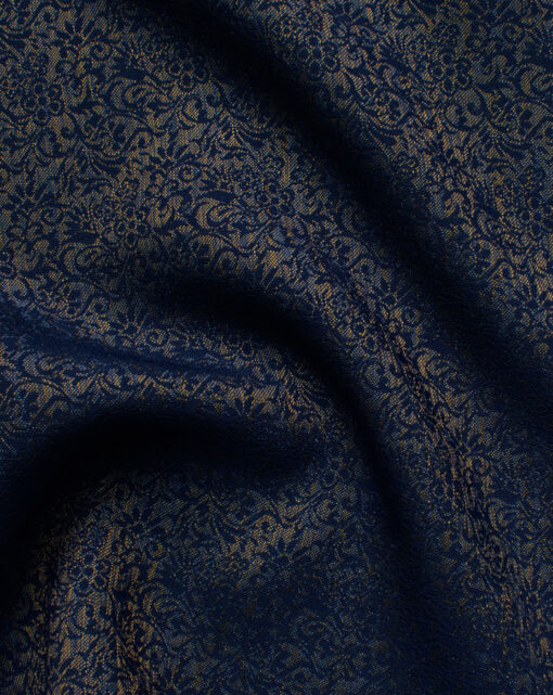 B-Posh Men's Terry Rayon Self Design 2.25 Meter Unstitched Ethnic Fabric (Royal Blue & Beige)