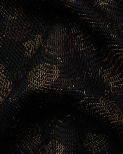 B-Posh Men's Polyester Printed 2.25 Meter Unstitched Ethnic Fabric (Black & Gold)