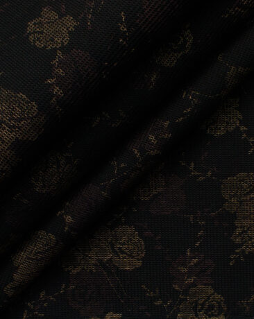 B-Posh Men's Polyester Printed 2.25 Meter Unstitched Ethnic Fabric (Black & Gold)