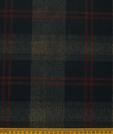 B-Posh Men's Terry Rayon Checks 2.25 Meter Unstitched Jacketing & Blazer Fabric (Dark Blue)