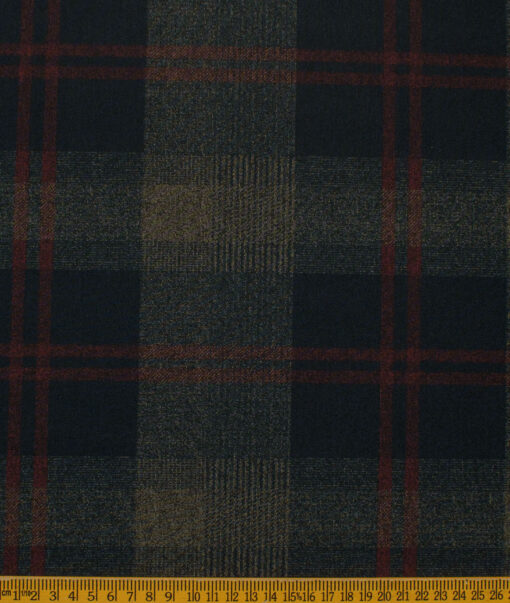 B-Posh Men's Terry Rayon Checks 2.25 Meter Unstitched Jacketing & Blazer Fabric (Dark Blue)
