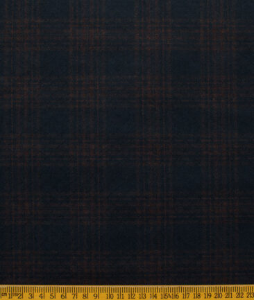 B-Posh Men's Terry Rayon Checks 2.25 Meter Unstitched Jacketing & Blazer Fabric (Dark Blue)