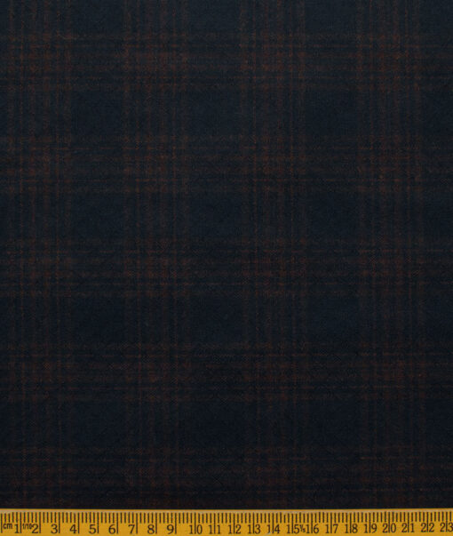 B-Posh Men's Terry Rayon Checks 2.25 Meter Unstitched Jacketing & Blazer Fabric (Dark Blue)