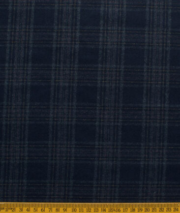 B-Posh Men's Terry Rayon Checks 2.25 Meter Unstitched Jacketing & Blazer Fabric (Dark Royal Blue)
