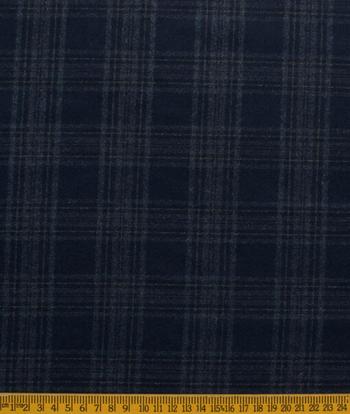 B-Posh Men's Terry Rayon Checks 2.25 Meter Unstitched Jacketing & Blazer Fabric (Dark Royal Blue)