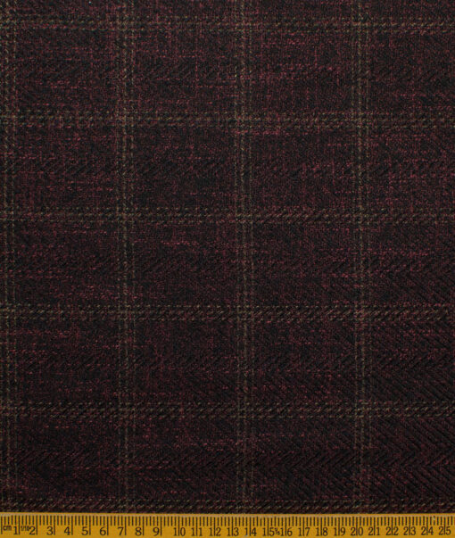B-Posh Men's Terry Rayon Checks 2.25 Meter Unstitched Jacketing & Blazer Fabric (Dark Wine)