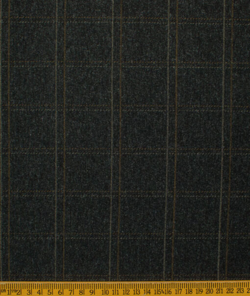 B-Posh Men's Terry Rayon Checks 2.25 Meter Unstitched Jacketing & Blazer Fabric (Dark Worsted Grey)