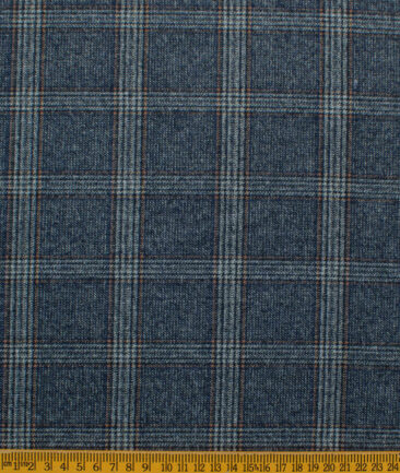 B-Posh Men's Terry Rayon Checks 2.25 Meter Unstitched Jacketing & Blazer Fabric (Blue)