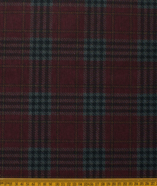 B-Posh Men's Terry Rayon Checks 2.25 Meter Unstitched Jacketing & Blazer Fabric (Maroon)