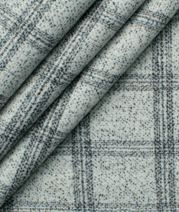 B-Posh Men's Terry Rayon Checks 2.25 Meter Unstitched Jacketing & Blazer Fabric (White & Black)