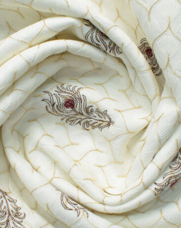 B-Posh Men's Terry Rayon Self Design 2.25 Meter Unstitched Ethnic Fabric (White)