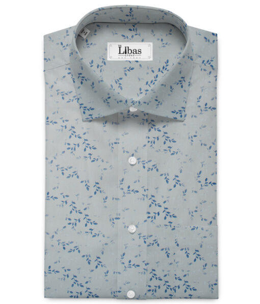 Cadini Men's Premium Cotton Printed 2.25 Meter Unstitched Shirting Fabric (Light Grey)