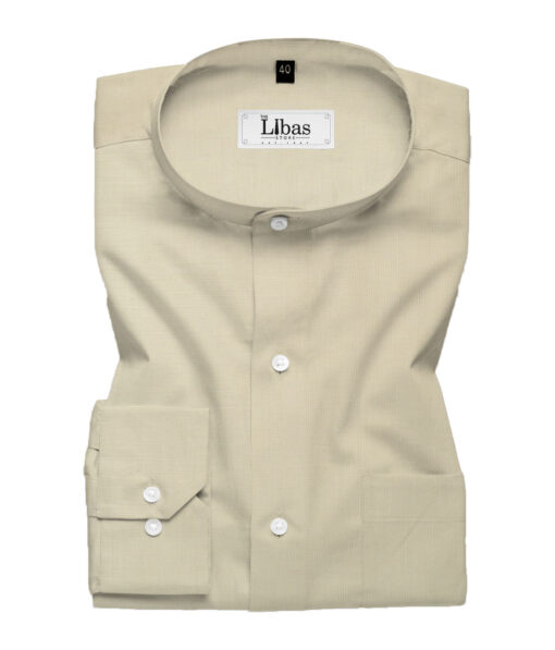 Cadini Men's Cotton Linen Solids 2.25 Meter Unstitched Shirting Fabric (Cream)