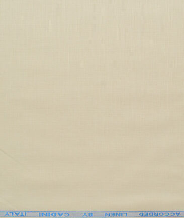 Cadini Men's Cotton Linen Solids 2.25 Meter Unstitched Shirting Fabric (Cream)