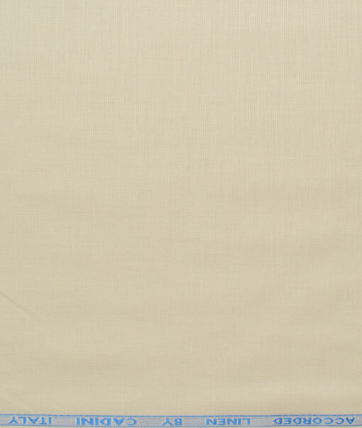 Cadini Men's Cotton Linen Solids 2.25 Meter Unstitched Shirting Fabric (Cream)
