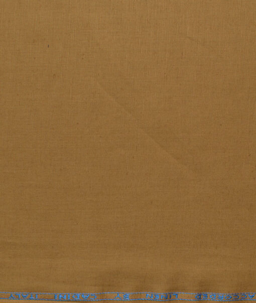 Cadini Men's Cotton Linen Solids 2.25 Meter Unstitched Shirting Fabric (Dijon Brown)