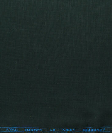 Cadini Men's Cotton Linen Solids 2.25 Meter Unstitched Shirting Fabric (Dark Pine Green)