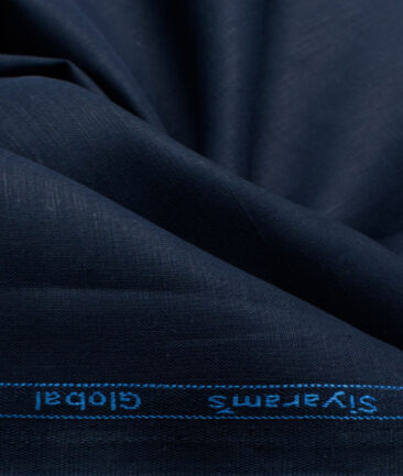 Cadini Men's Cotton Linen Solids 2.25 Meter Unstitched Shirting Fabric (Dark Royal Blue)