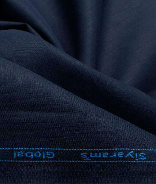 Cadini Men's Cotton Linen Solids 2.25 Meter Unstitched Shirting Fabric (Dark Royal Blue)