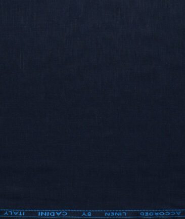 Cadini Men's Cotton Linen Solids 2.25 Meter Unstitched Shirting Fabric (Dark Royal Blue)