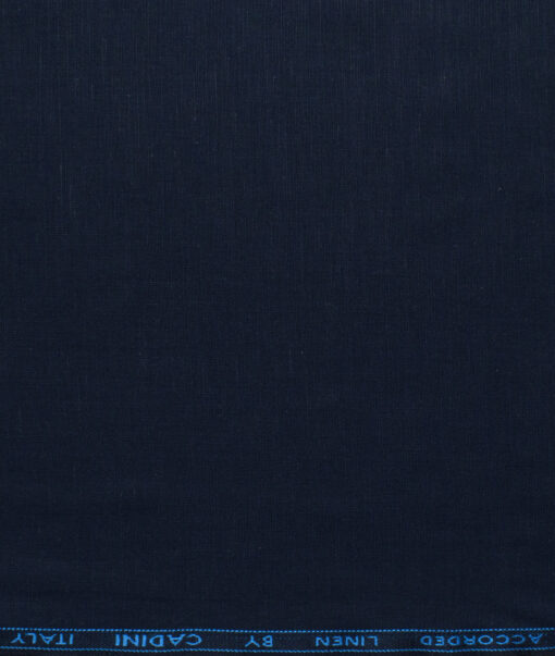 Cadini Men's Cotton Linen Solids 2.25 Meter Unstitched Shirting Fabric (Dark Royal Blue)