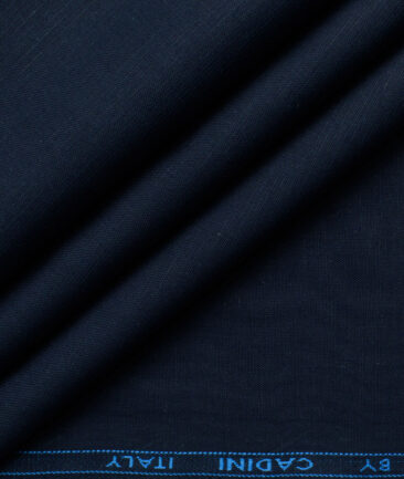 Cadini Men's Cotton Linen Solids 2.25 Meter Unstitched Shirting Fabric (Dark Royal Blue)
